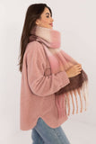 Elegant Check Pattern Polyester Scarf with Tassels