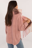 Elegant Check Pattern Polyester Scarf with Tassels