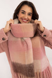 Elegant Check Pattern Polyester Scarf with Tassels