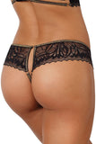Elegant Lace and Tulle Thongs with Gold Accents