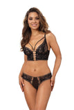 Elegant Lace and Tulle Thongs with Gold Accents