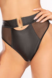 High-Waisted Latex Panties with Tulle Inserts for Dazzling Style