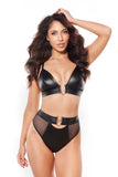 High-Waisted Latex Panties with Tulle Inserts for Dazzling Style