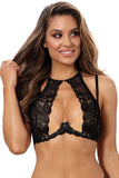 Elegant Camel-Black Lace Bra with Adjustable Closure