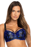 Elegant Black Push-Up Bra with Glitter Embroidery Detail