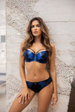 Elegant Black Push-Up Bra with Glitter Embroidery Detail
