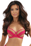 Elegant Beige Tulle Bra with Energetic Pink Accents