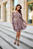 Elegant Trapeze Dress with Ruffle & Adjustable Waist Belt