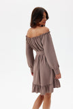 Elegant Trapeze Dress with Ruffle & Adjustable Waist Belt
