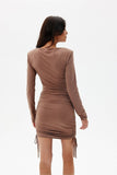Elegant Adjustable Dress with Shoulder Pads and Long Sleeves