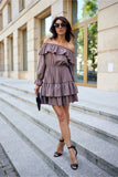 Charming Spanish-Style Mini Dress with Ruffled Details