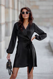 Elegant Satin Mini Dress with Convertible Waist Design