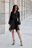 Elegant Satin Mini Dress with Convertible Waist Design