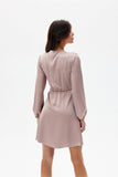 Elegant Satin Convertible Dress with Long Sleeves