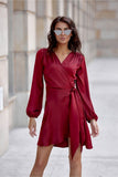 Elegant Satin Convertible Mini Dress with Long Sleeves