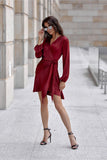 Elegant Satin Convertible Mini Dress with Long Sleeves