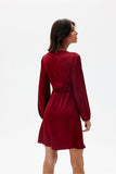 Elegant Satin Convertible Mini Dress with Long Sleeves