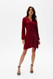 Elegant Satin Convertible Mini Dress with Long Sleeves