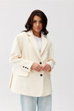 Chic Voluminous Jacket with Decorative Collar and Cuffs