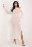 Chic Asymmetrical Evening Dress with Long Sleeves and Cuffs