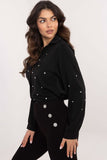 Elegant Women's Classic Shirt with Decorative Zircons