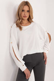 Elegant Classic Blouse with Boat Neck and Button Accents