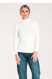 Lightweight Ribbed Cotton Turtleneck with Long Sleeves