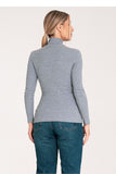 Classic Long Sleeve Cotton Turtleneck in Ribbed Texture