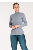Classic Long Sleeve Cotton Turtleneck in Ribbed Texture