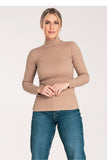 Classic Long Sleeve Cotton Turtleneck in Ribbed Knit