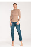 Classic Long Sleeve Cotton Turtleneck in Ribbed Knit