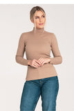 Classic Long Sleeve Cotton Turtleneck in Ribbed Knit