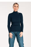 Classic Ribbed Cotton Turtleneck with Long Sleeves