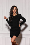 Elegant Fitted Dress with Ruches and V-Neck Back Detail
