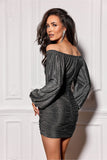 Elegant Ruching Dress with Adjustable Off-Shoulder Style