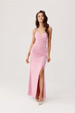 Elegant Strapless Maxi Dress with Open Back and Slit