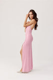 Elegant Strapless Maxi Dress with Open Back and Slit