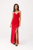 Elegant Strapless Evening Dress with Open Back & Slit