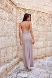 Elegant Strapless Open Back Maxi Dress with Glitter Accents