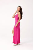 Elegant Strapless Maxi Dress with Open Back and Glitter Details