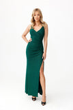 Elegant Open Back Maxi Dress with Glitter and Leg Slit
