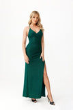 Elegant Open Back Maxi Dress with Glitter and Leg Slit
