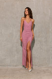 Elegant Strapless Open Back Maxi Dress with Glitter Accents