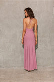 Elegant Strapless Open Back Maxi Dress with Glitter Accents