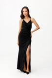 Elegant Strapless Open Back Maxi Dress with Glitter Accents