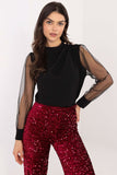 Elegant Feminine Blouse with Mesh Sleeves for Work & Events