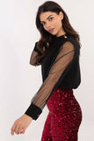 Elegant Feminine Blouse with Mesh Sleeves for Work & Events