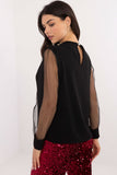 Elegant Feminine Blouse with Mesh Sleeves for Work & Events