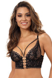Elegant Black and Gold Lace Half-Corset with Adjustable Straps