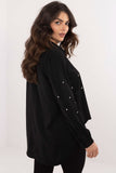 Elegant Women's Classic Shirt with Decorative Zircons